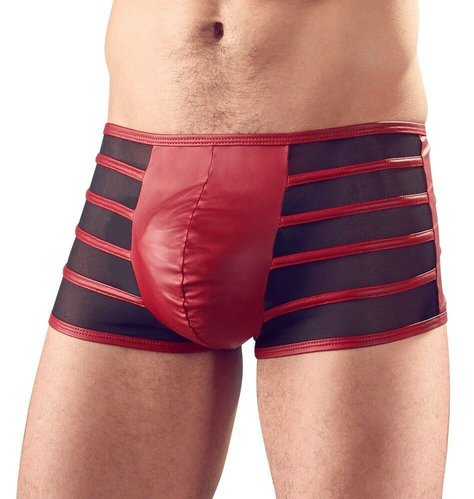 Heiße Herren Pants rot/schwarz Wetlook matt Gr. S, M, L, XL, 2XL