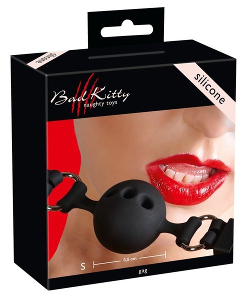 Silikon Knebel Ball schwarz mit Luftlöchern Gr. S