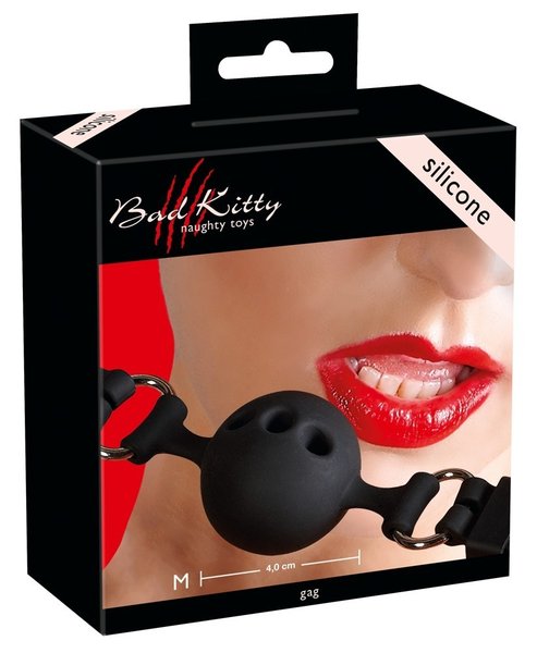 Silikon Knebel Ball schwarz mit Luftlöchern Gr. M
