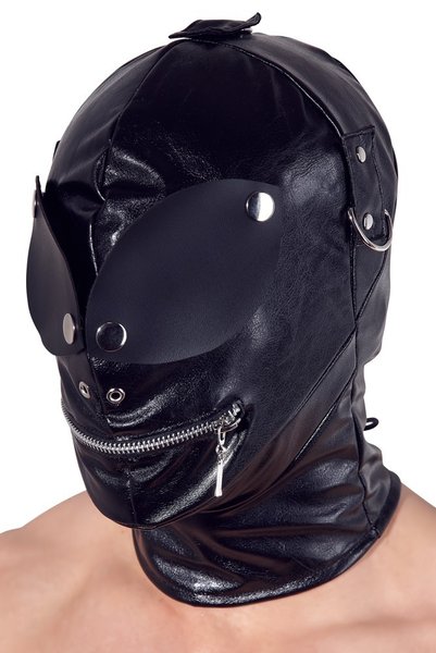 Kunstleder Kopfmaske schwarz Unisex