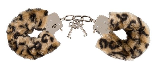 Plüschhandschellen Love Cuffs Leopard mit Schlüssel