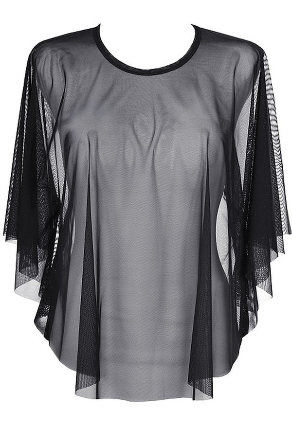 Transparentes Shirt schwarz aus Tüll Gr. One Size