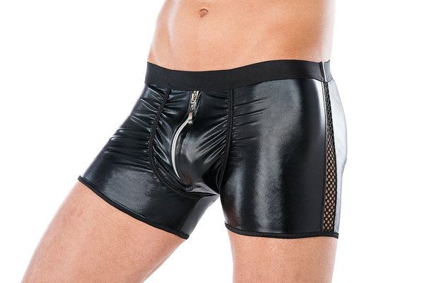 Herren Wetlook Shorts schwarz mit Zip Gr. S/M bis 4XL/5XL