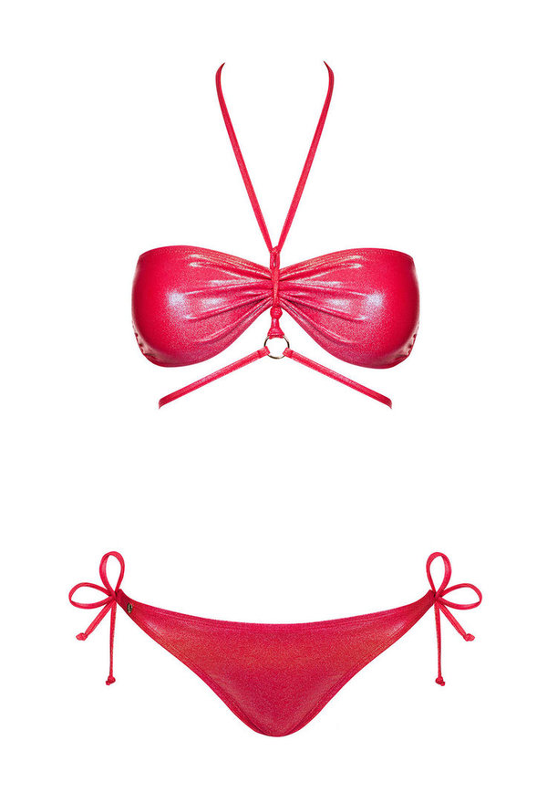 Glänzender Bikini rot mit Neckholder Gr. S, M, L
