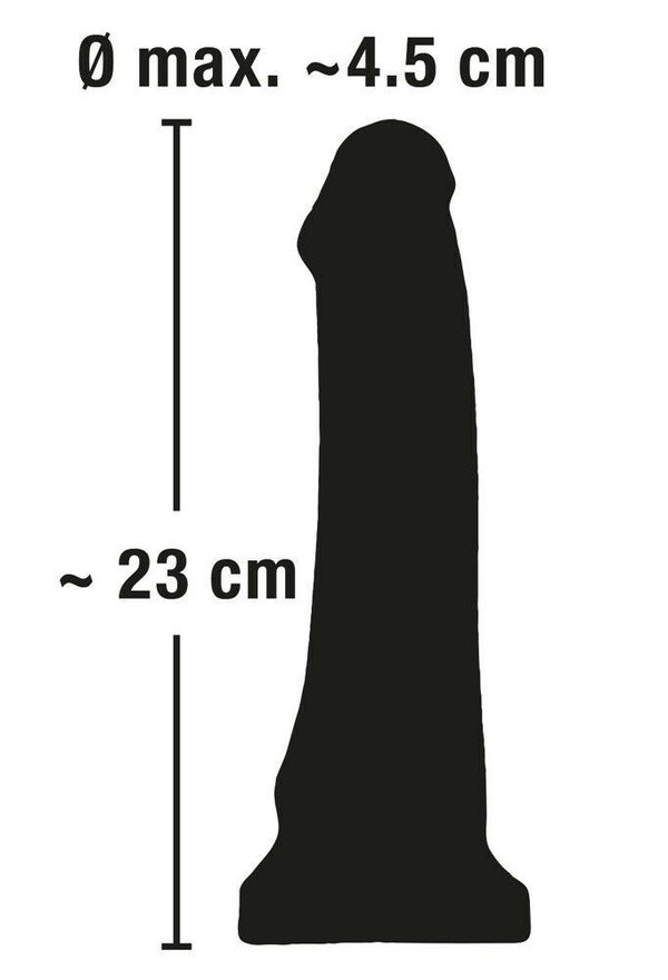 Natur Dildo realistische Penisform 23 cm lang mit Saugfuß schwarz