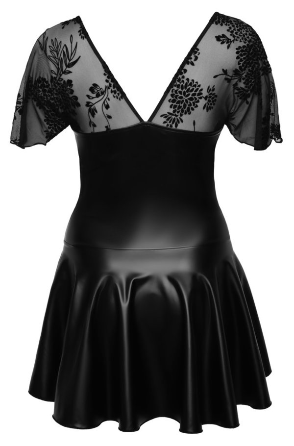 Plus Size Kleid schwarz Wetlook & Tüll 3XL, 4XL, 5XL, 6XL