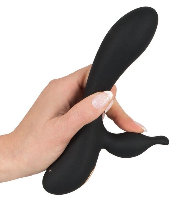 Strass Vibrator Schwarz 19,7 cm G-Punkt Spitze und Klitorisreizarm