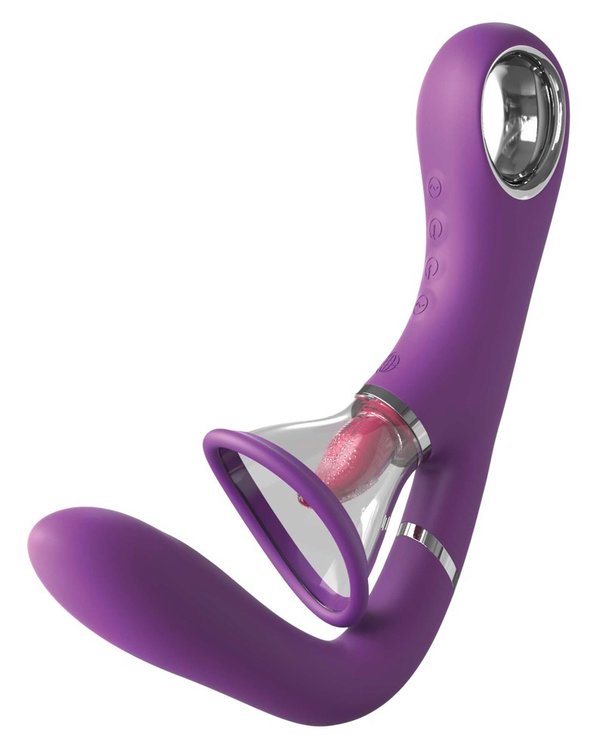 G- Punkt Vibrator mit Saugschale und Klitoris-Vibro-Zunge
